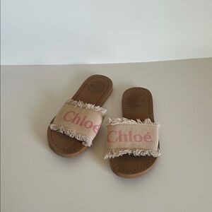 Chloe Kids Brown and Pink Slide Sandals